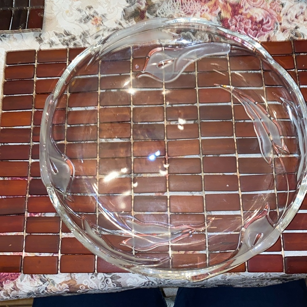 Vintage Flair  Mikasa Crystal Round Calla Lily Serving Platter 12" West Germany